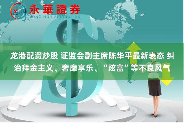 龙港配资炒股 证监会副主席陈华平最新表态 纠治拜金主义、奢靡享乐、“炫富”等不良风气